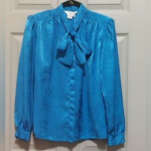 Vintage Susan Hutton Tie Neck Blouse Size Medium